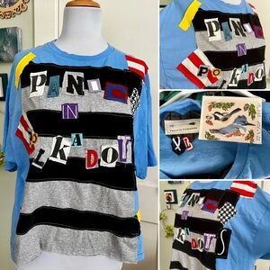 Light Blue Stripes Panic Crop Tee